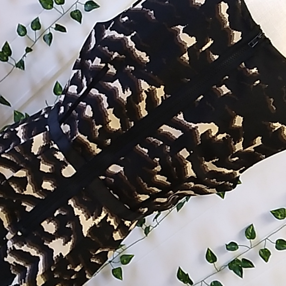 Oleg Cassini Dress sz 14 Black/ Taupe / Brown... - Picture 11 of 16